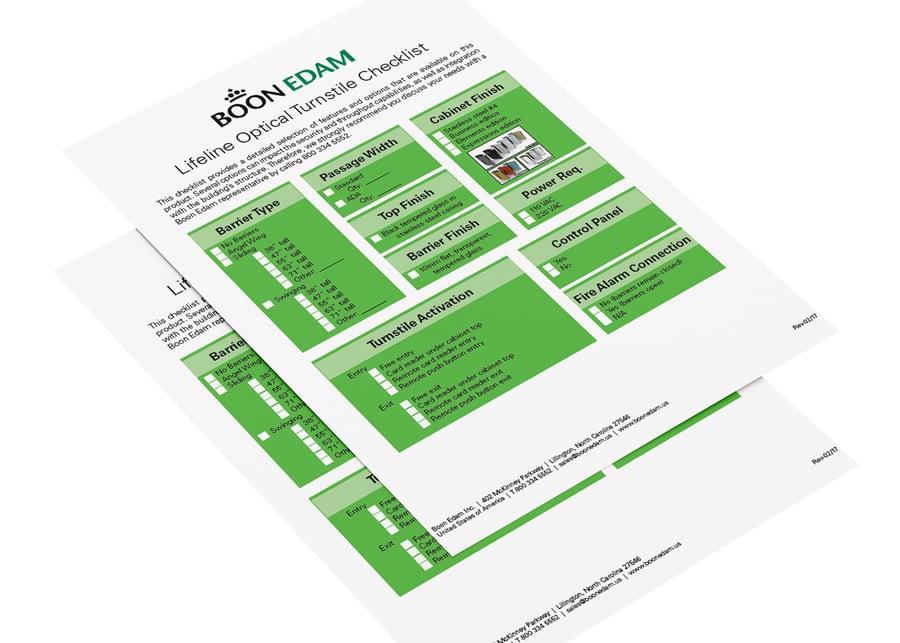 Download Checklist for Optical Turnstiles